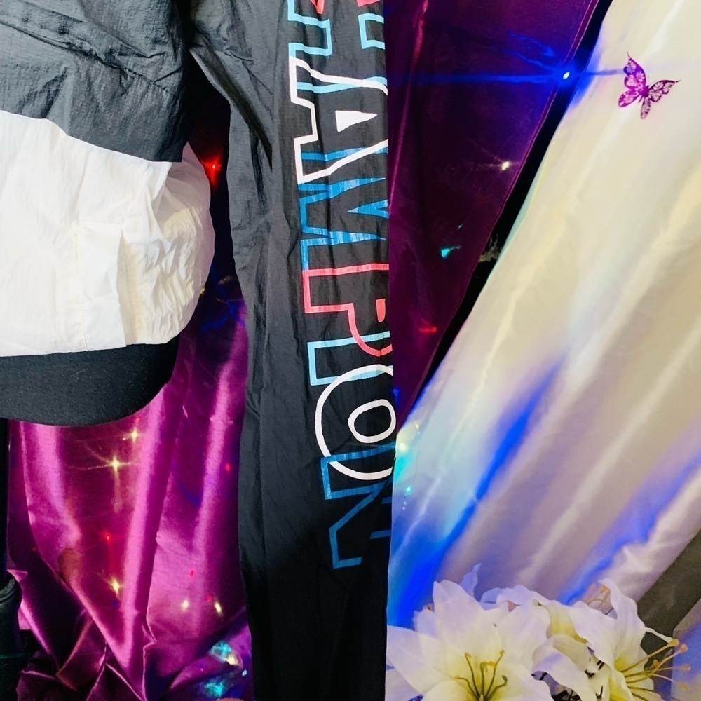 Champion Black, White & Colorful Logo Windbreaker Light Jacket Size Small - Picture 3 of 5